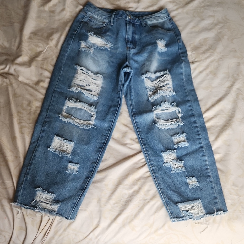 Shein Distressed Wide Leg Jeans